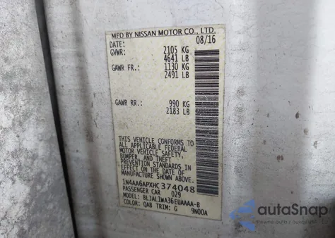 2017 Nissan Maxima 3.5 Sr from USA, damaged, VIN 1N4AA6APXHC374048